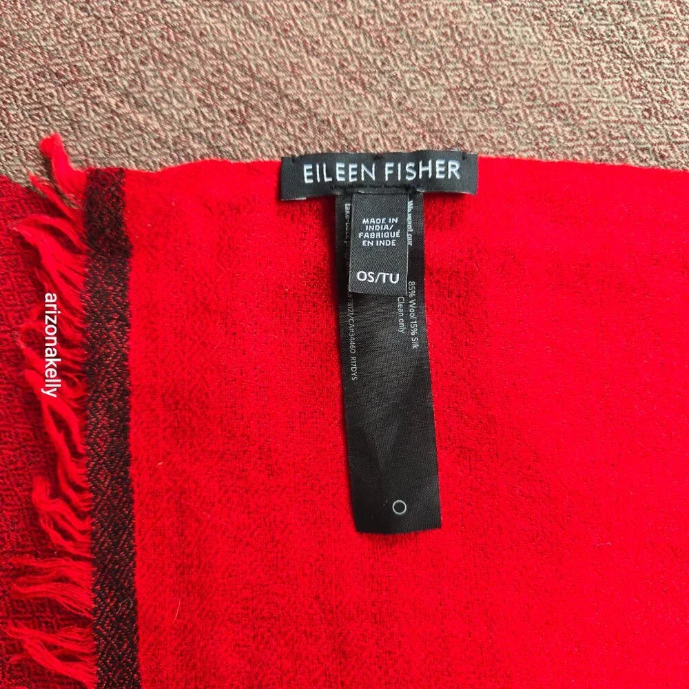 Eileen Fisher Wool & SIlk Lightweight Scarf Red, Burgundy, Purple